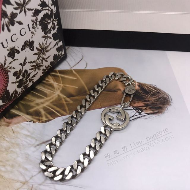 GUCCi飾品 古馳925泰銀復古個性簡約雙G男女手鏈 Gucci情侶款手鏈  zgbq1038